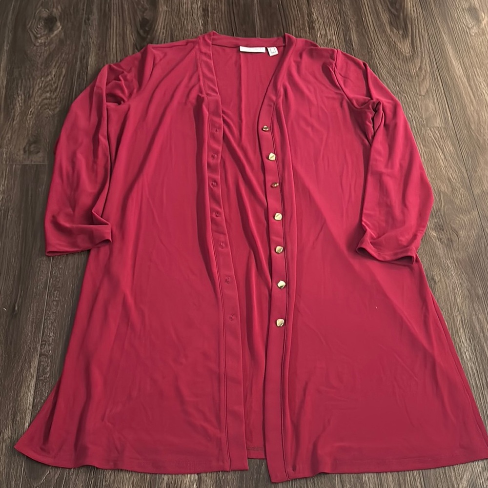 Susan Graver Long Button Up Cardigan